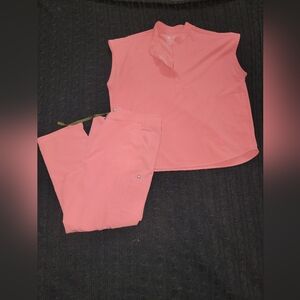 Figs Coral Sleeveless Jumpsuit Set